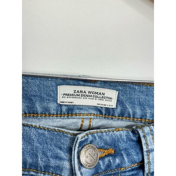 Zara Women Pants Womens Blue Distressed Jeans Size 2 Premium Denim - Picture 6 of 6